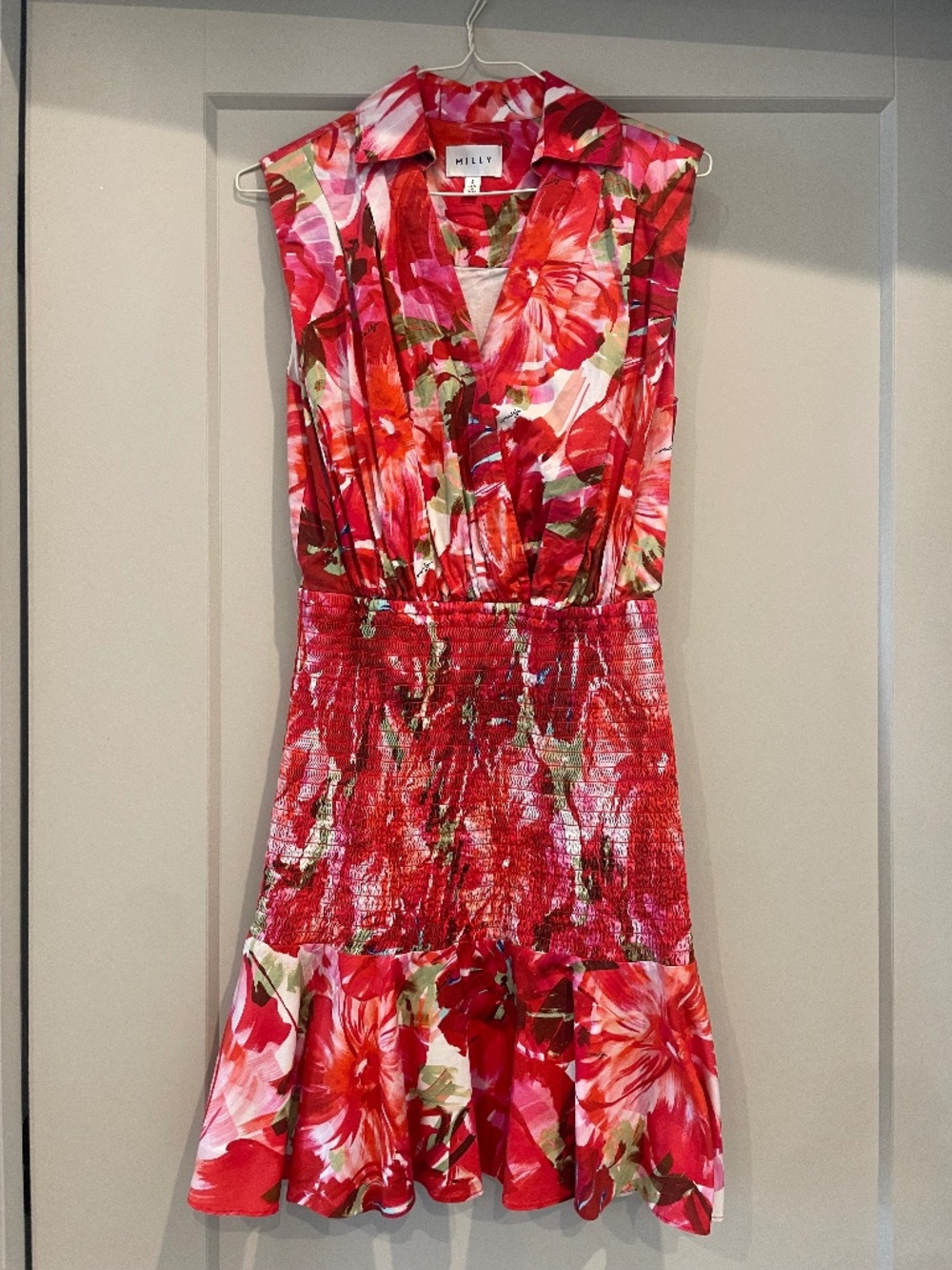 Milly Women’s Nora Brushstroke Floral Poplin Dress size 4